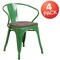 Flash Furniture Green Metal Chair with Wood Seat and Arms, PK4 4-CH-31270-GN-WD-GG - alternate 4